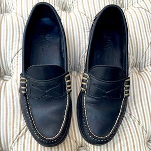 Polo by Ralph Lauren Black Leather Slip-On Loafers